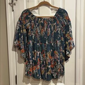 Angie Floral Women's Top - Blue Multicolor